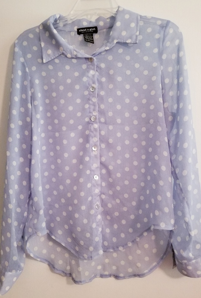SALE NWOT Blue & White Polka Dot, Pearl Buttons
